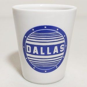 Vintage Dallas Texas Shot Glass Blue & White #S021